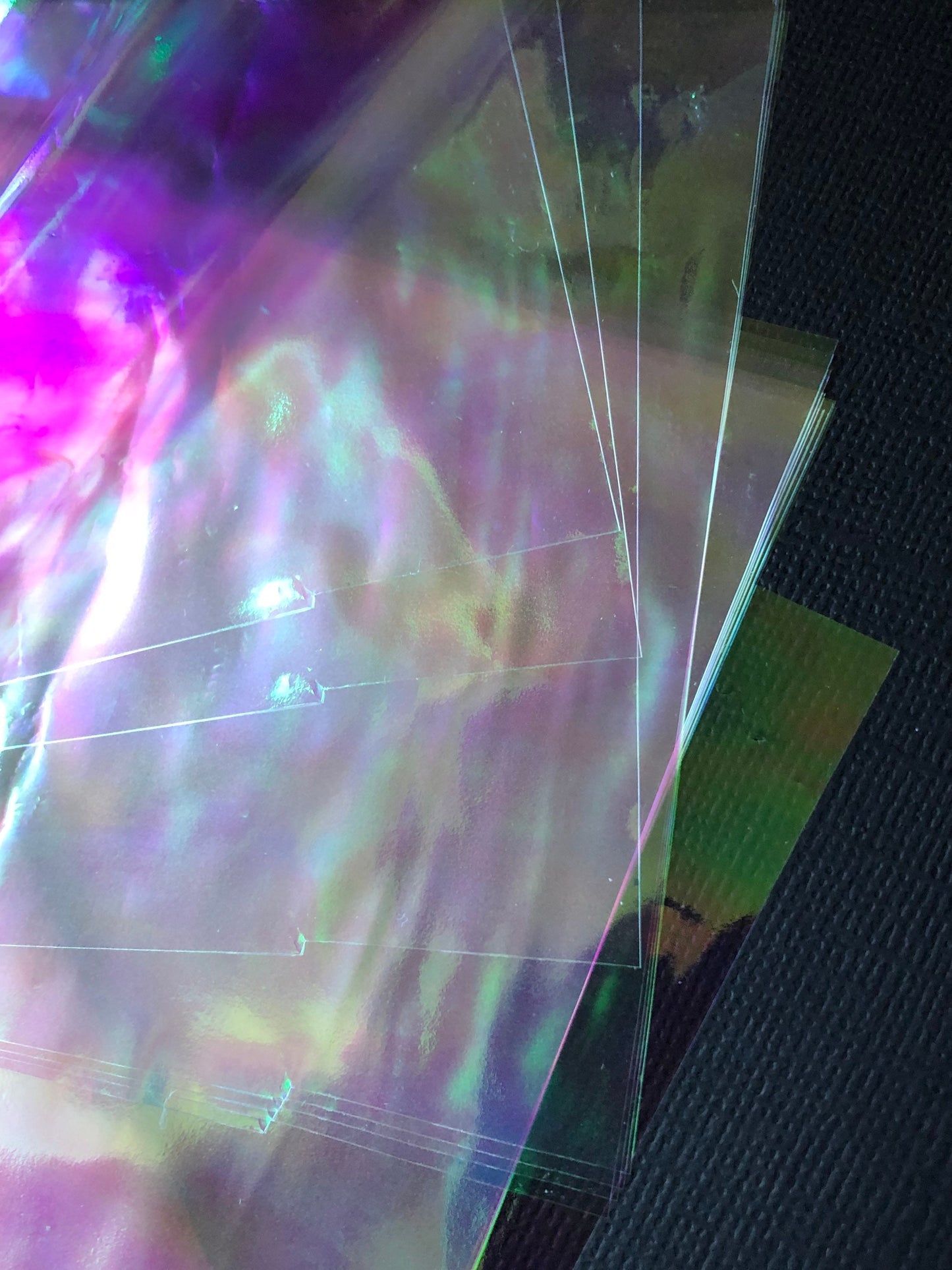20pc Assorted Iridescent Clear Cellophane Film Sheets For Resin Crafts and More Reflects Pink Green Purple