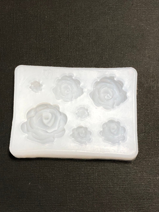 Assorted Rose Flower Cabochon Flexible Silicone Mold For Resin or Polymer Clay Crafts