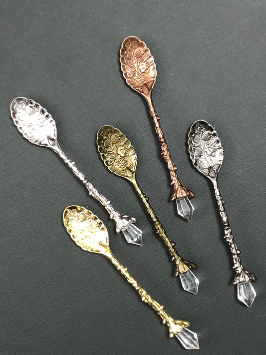 Fancy Ornate Metal and Jewel Spoon Scoop For Powder Pigment Glitter YOU CHOOSE From 5 Colors