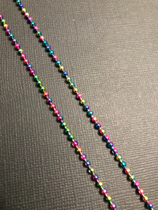 Rainbow Ball Chain Choker Necklace 18 Inches 2mm Thickness