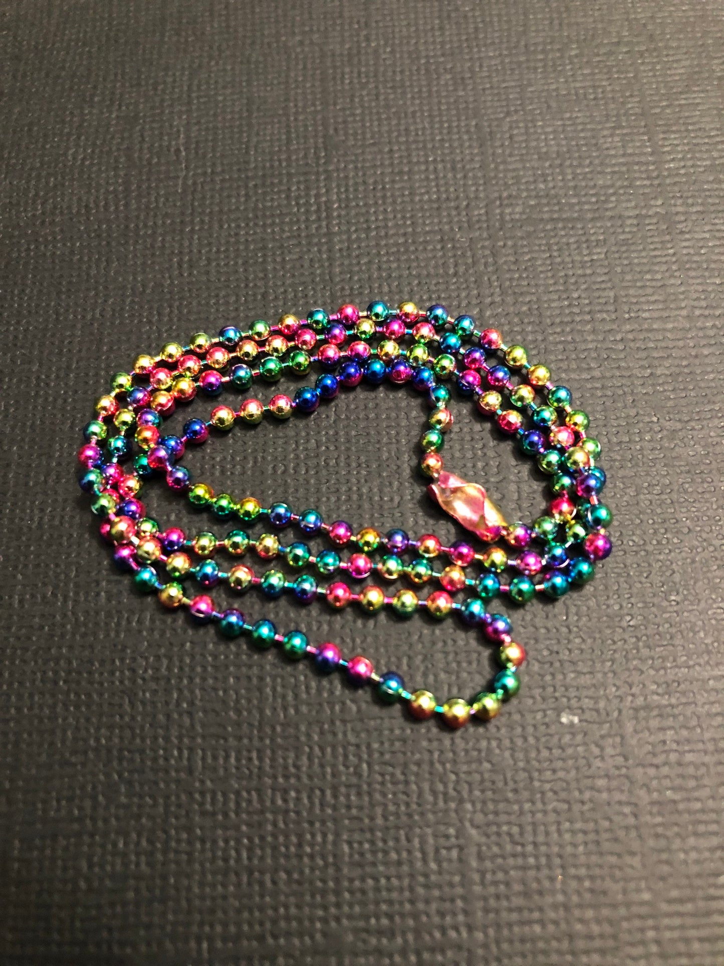 Rainbow Ball Chain Choker Necklace 18 Inches 2mm Thickness