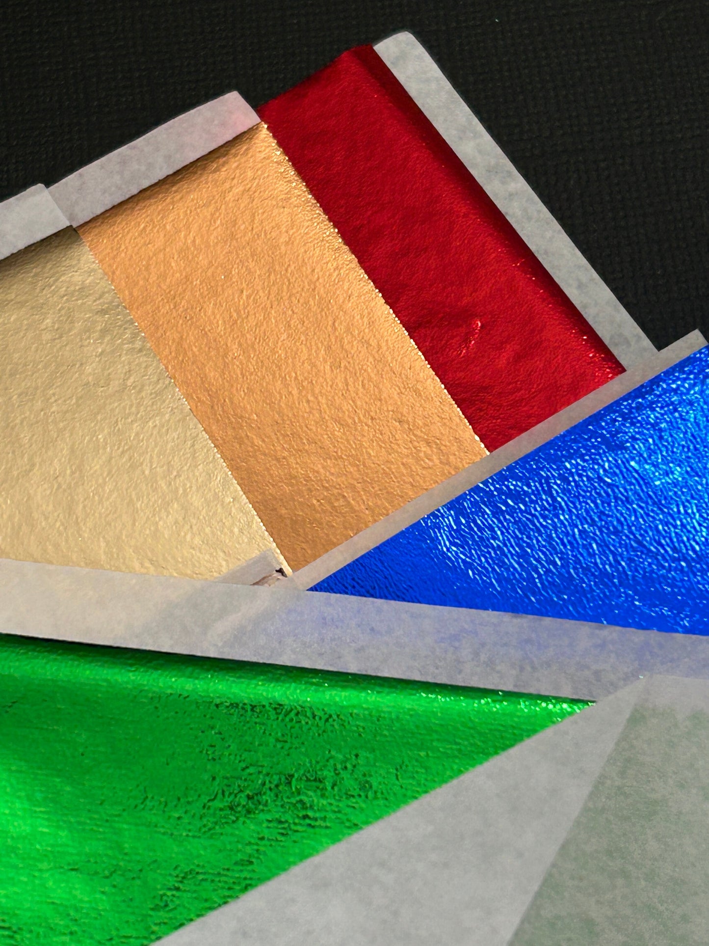 30 Sheets Of Nature Colors Composition Metal Foil Leaf Sheets Red Orange Gold Green Deep Blue