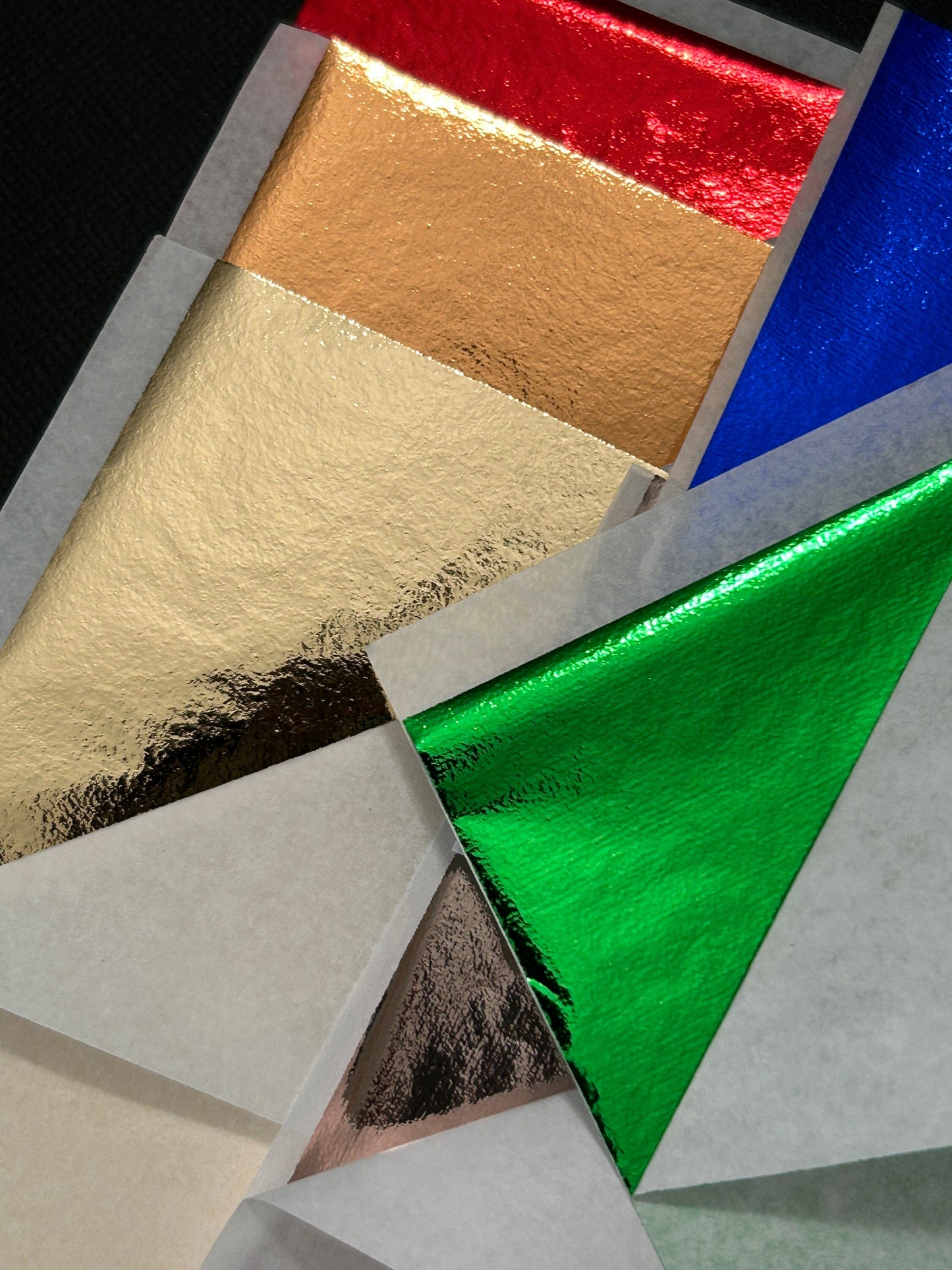 30 Sheets Of Nature Colors Composition Metal Foil Leaf Sheets Red Orange Gold Green Deep Blue