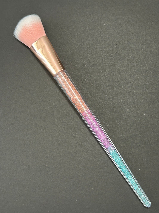 Sparkly Tapered Handle Synthetic Poofy Brush For Mica Powder Cornstarch