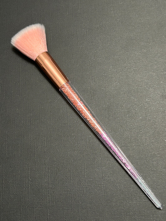 Sparkly Tapered Handle Synthetic Round Poofy Brush For Mica Powder Cornstarch