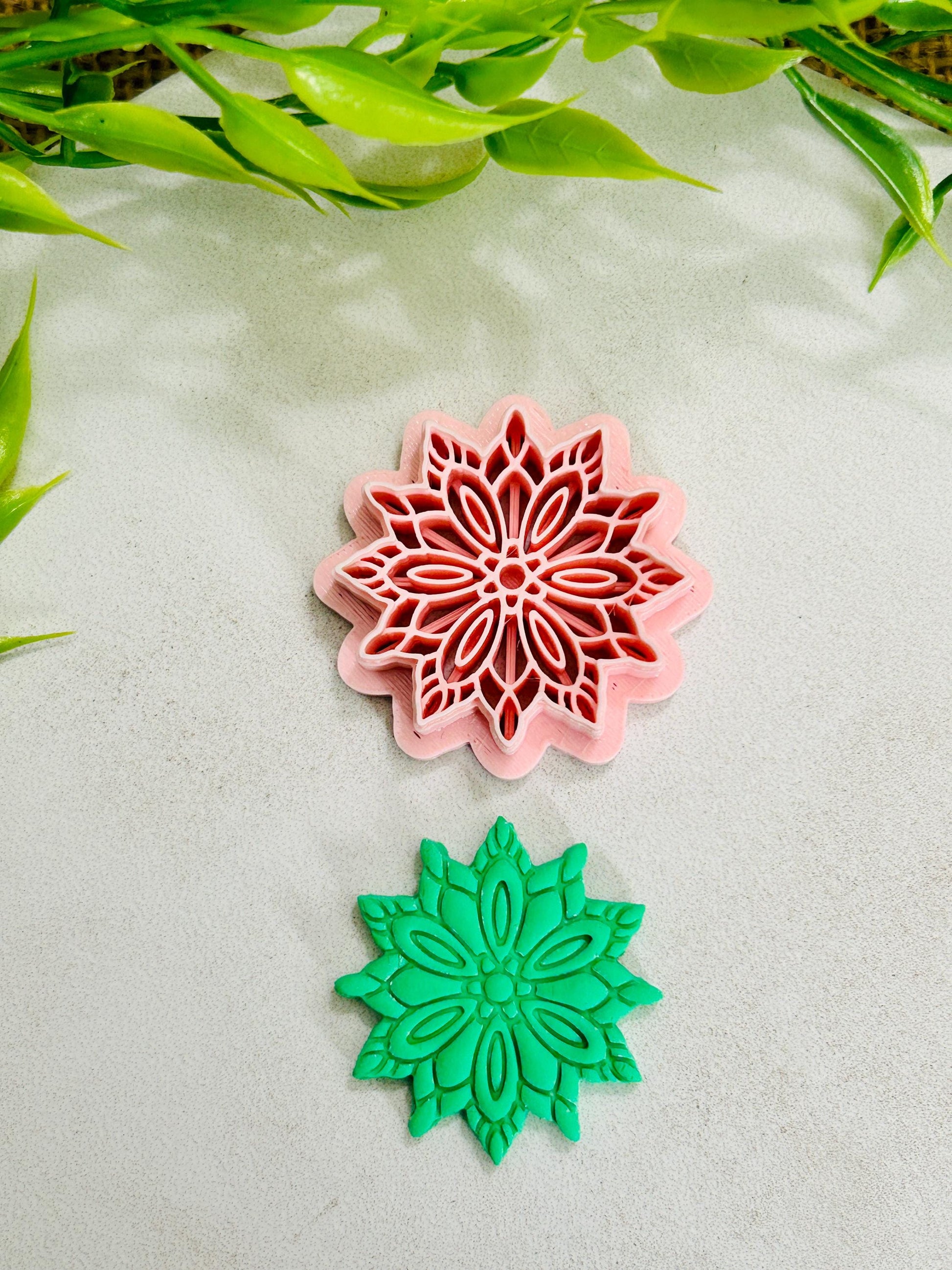 Flower Mandala Boho Style 3 Imprint Polymer Clay Cutter Set 4 Sizes YOU CHOOSE