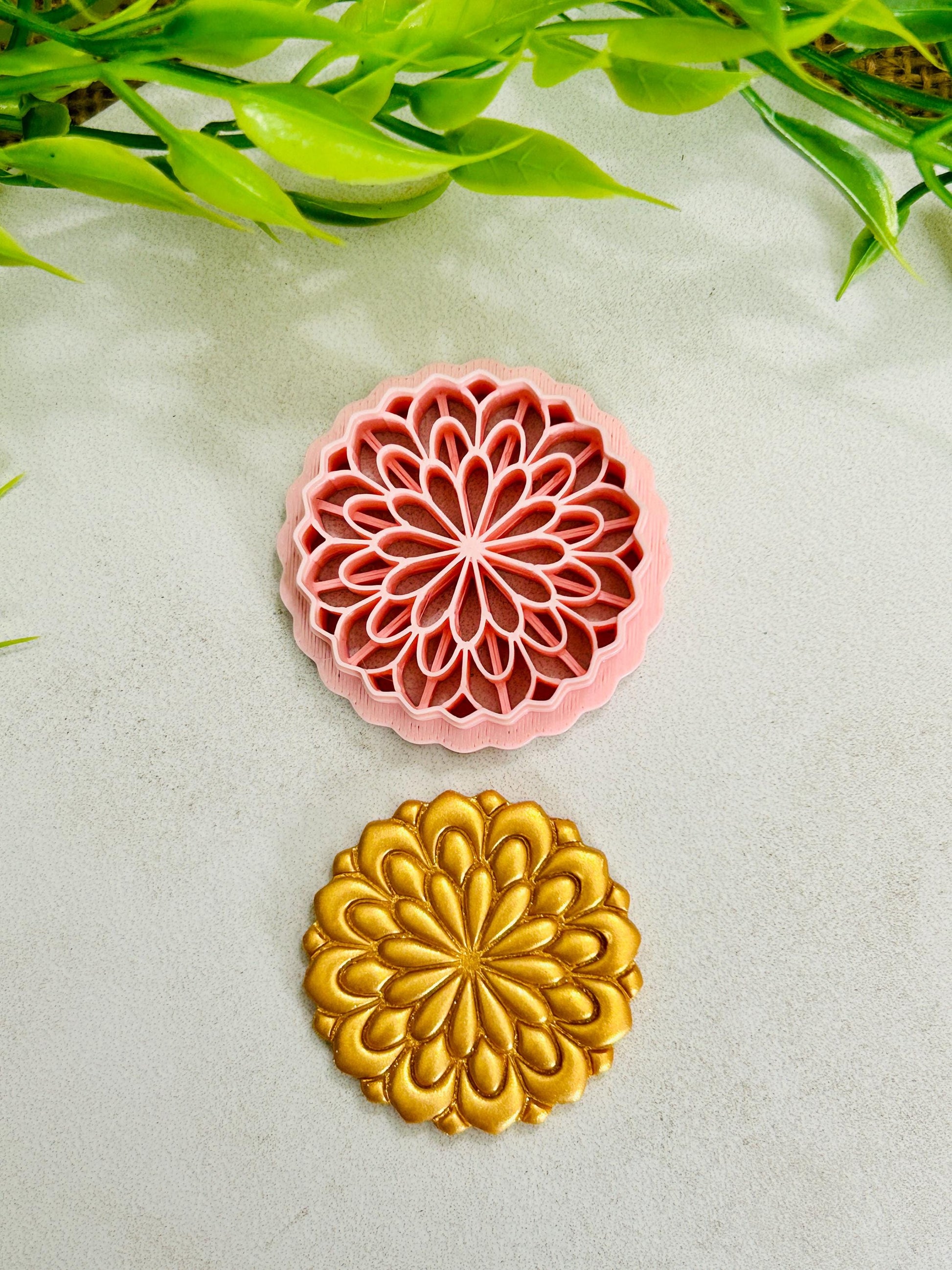 Flower Mandala Boho Style 5 Imprint Polymer Clay Cutter 4 Sizes YOU CHOOSE
