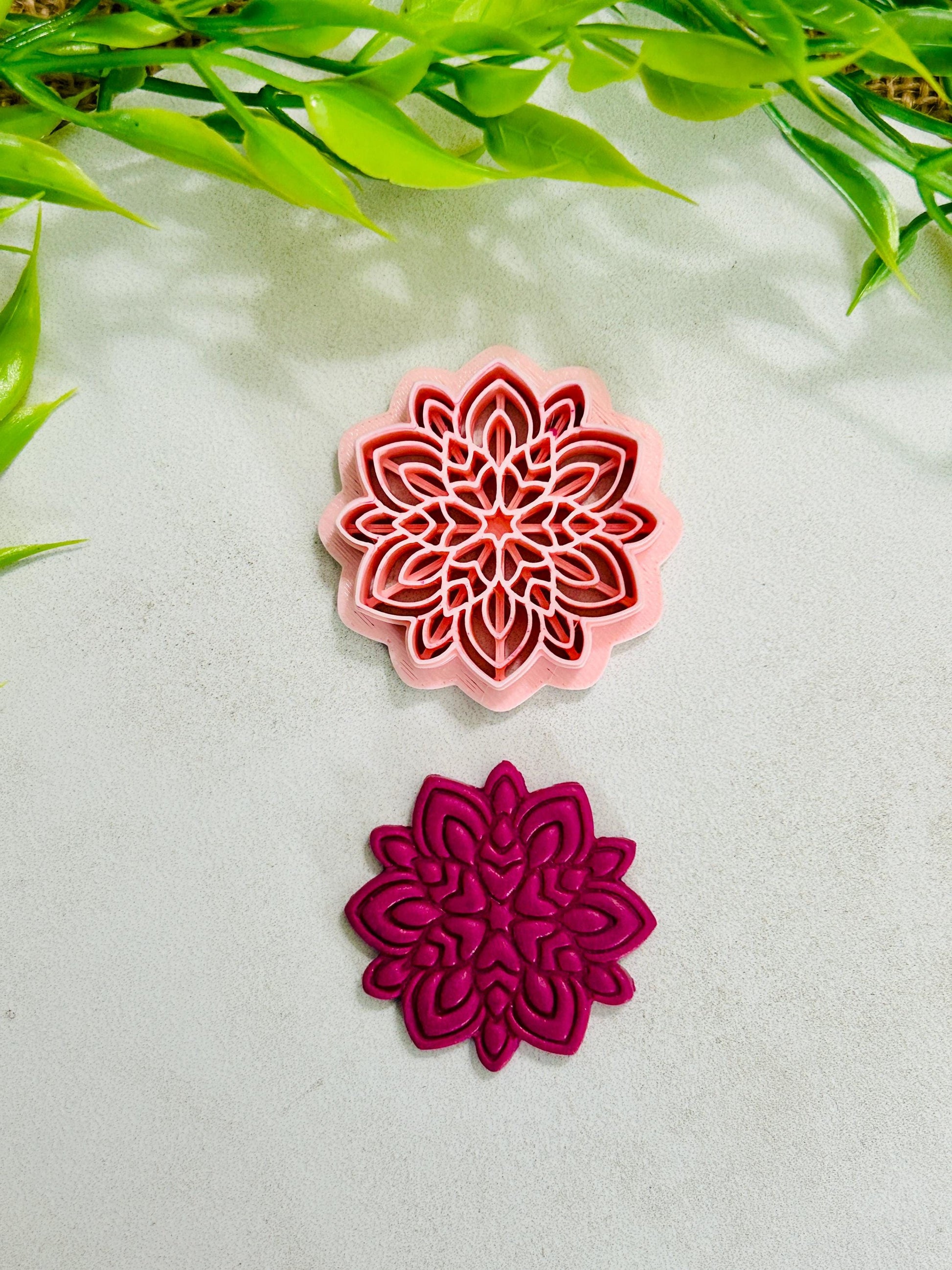 Flower Mandala Boho Style 12 Imprint Polymer Clay Cutter 4 Sizes YOU CHOOSE