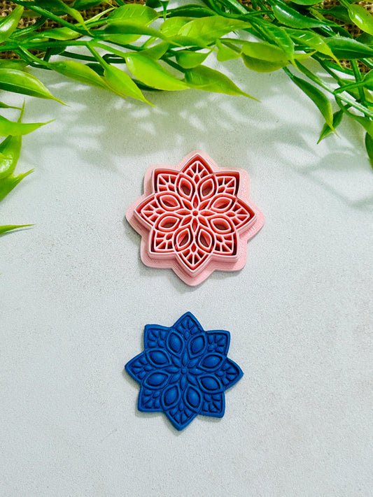 Flower Mandala Boho Style 14 Imprint Polymer Clay Cutter 4 Sizes YOU CHOOSE