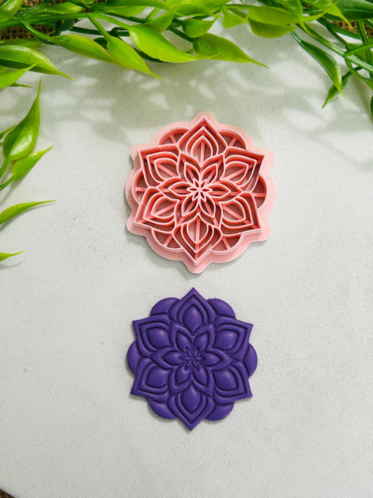 Flower Mandala Boho Style 17 Imprint Polymer Clay Cutter 4 Sizes YOU CHOOSE