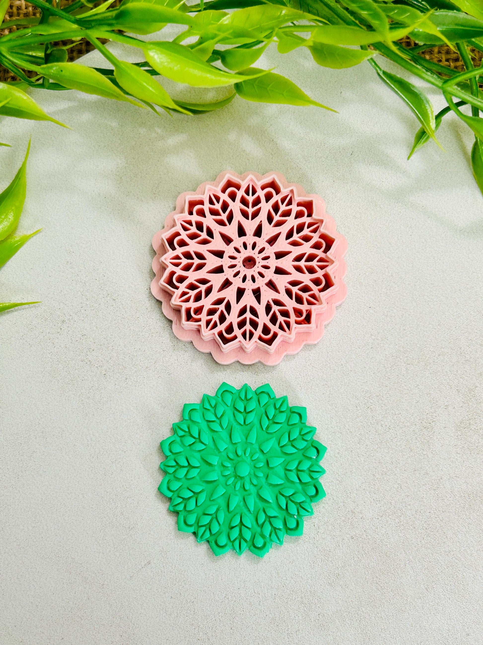Flower Mandala Boho Style 10 Imprint Polymer Clay Cutter 4 Sizes YOU CHOOSE