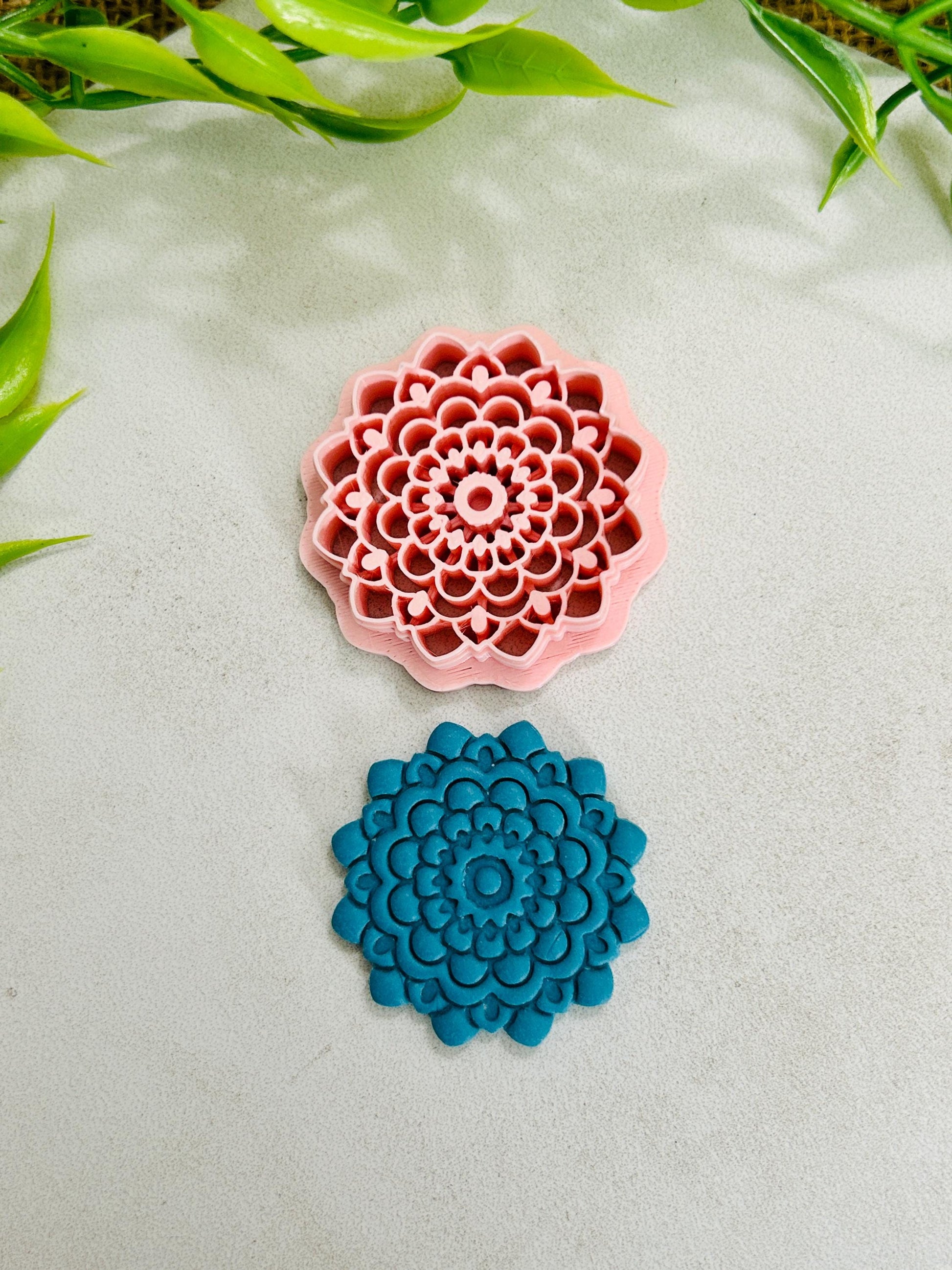 Flower Mandala Boho Style 11 Imprint Polymer Clay Cutter 4 Sizes YOU CHOOSE