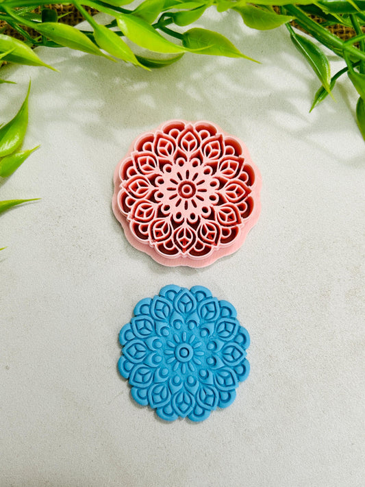 Flower Mandala Boho Style 16 Imprint Polymer Clay Cutter 4 Sizes YOU CHOOSE