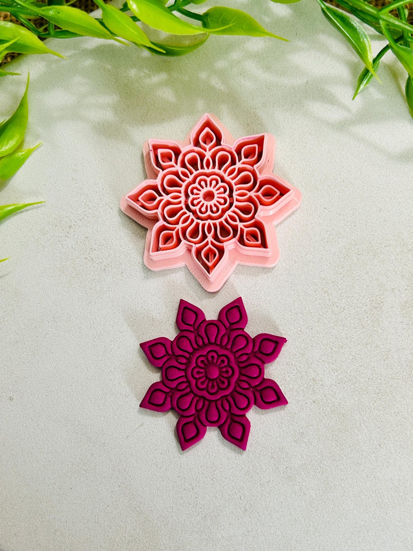 Flower Mandala Boho Style 20 Imprint Polymer Clay Cutter 4 Sizes YOU CHOOSE