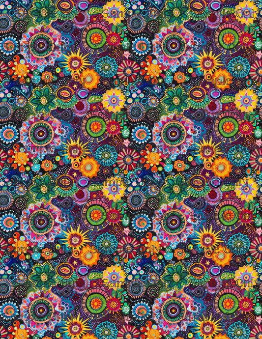Abstract Pinwheel Flowers Pattern Image Transfer Sheet For Polymer Clay