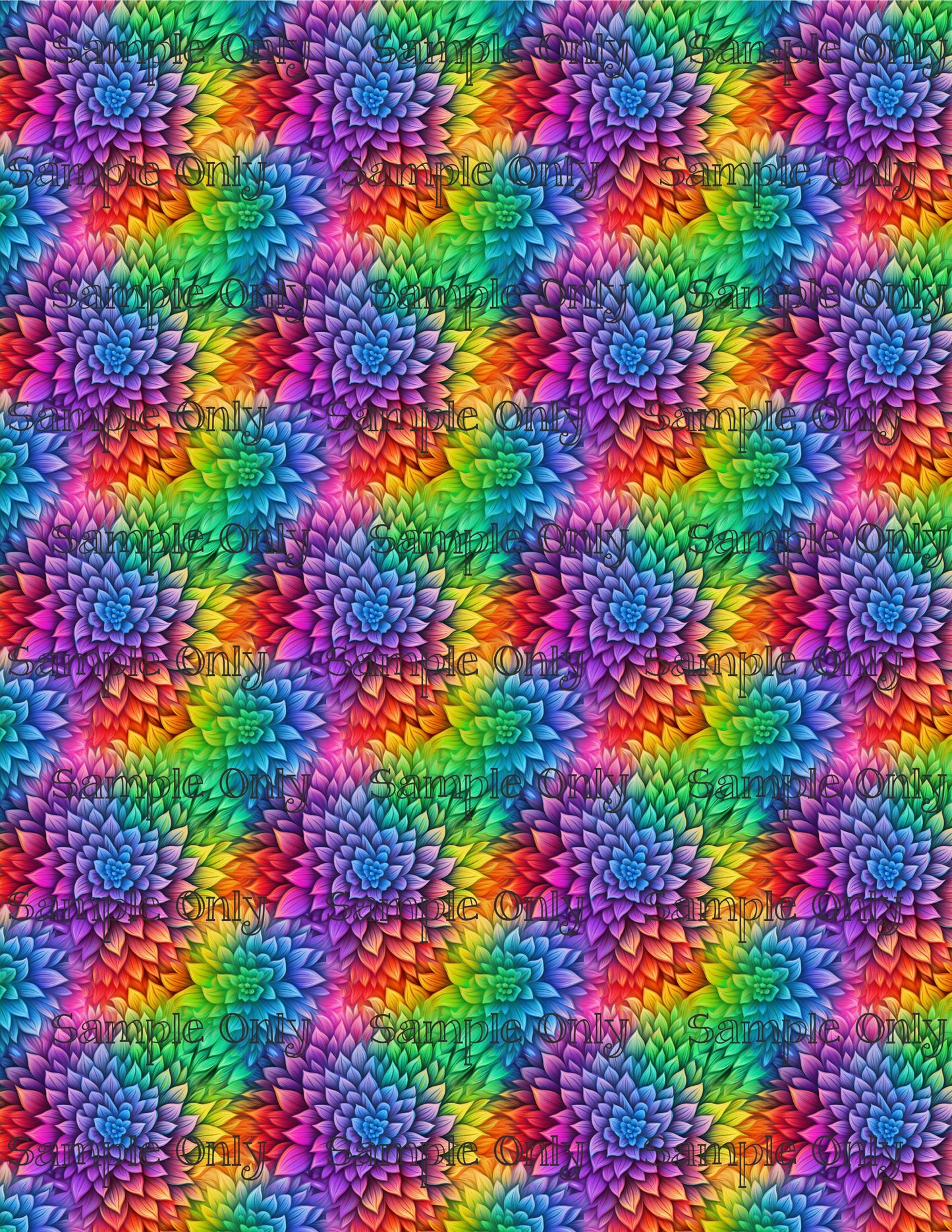 Psychedelic Succulent Flower Pattern Image Transfer Sheet For Polymer Clay