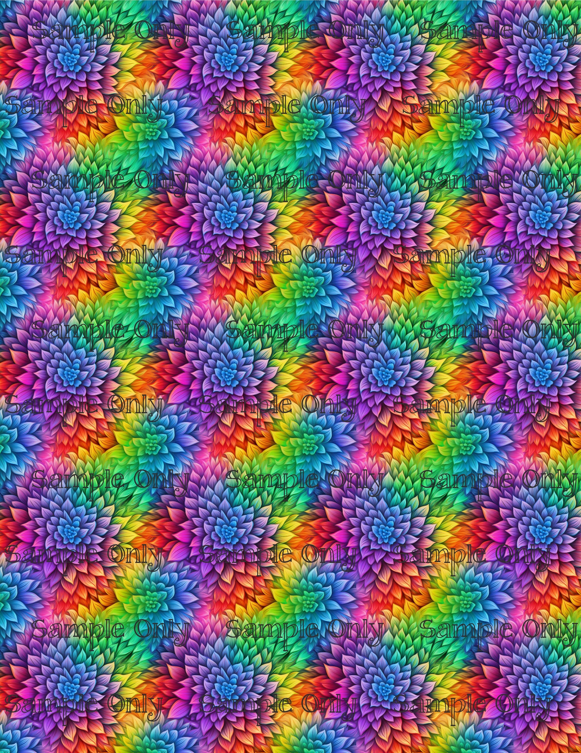 Psychedelic Succulent Flower Pattern Image Transfer Sheet For Polymer Clay