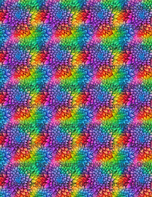 Psychedelic Succulent Flower Pattern Image Transfer Sheet For Polymer Clay