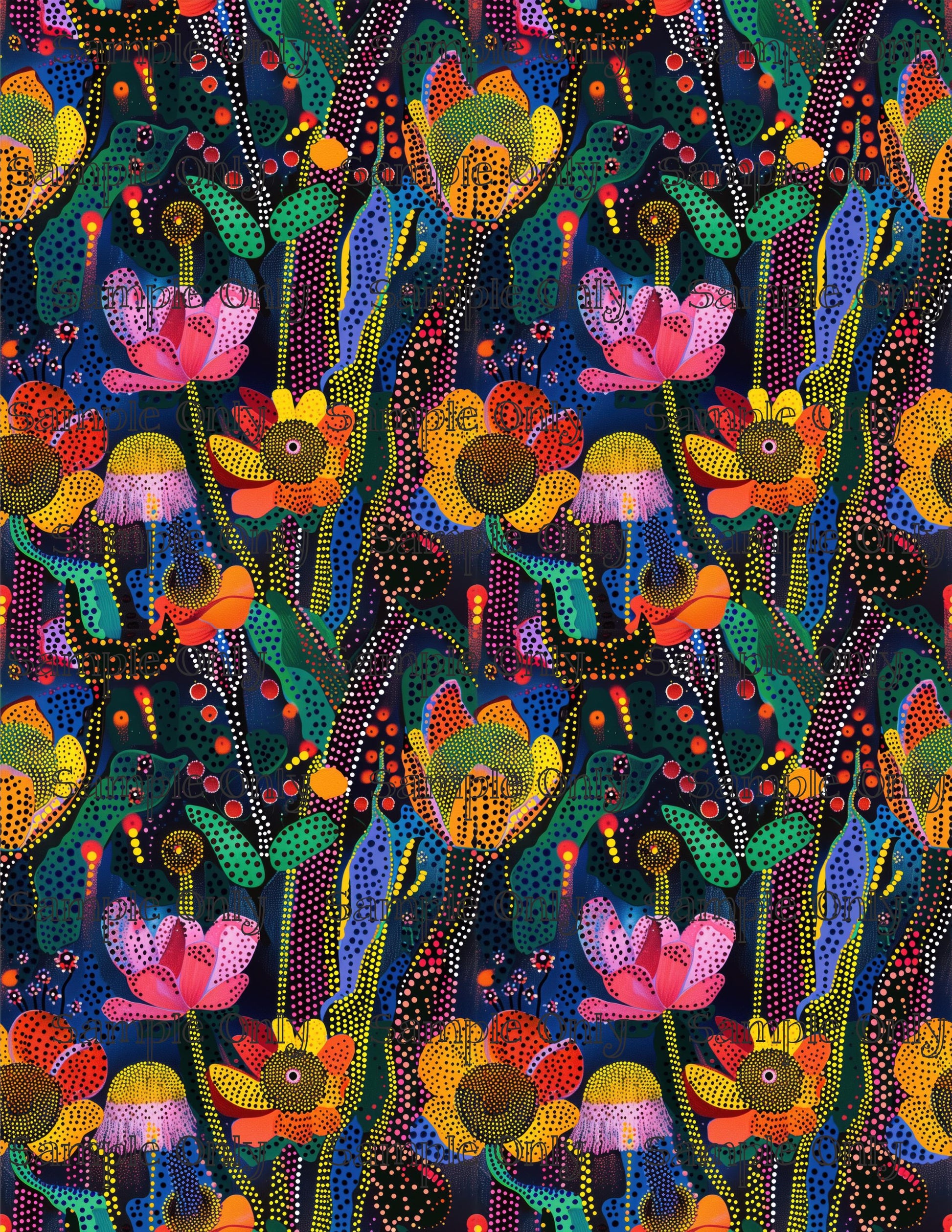 Dotty Floral Pattern Set 1 Pattern Image Transfer Sheet For Polymer Clay