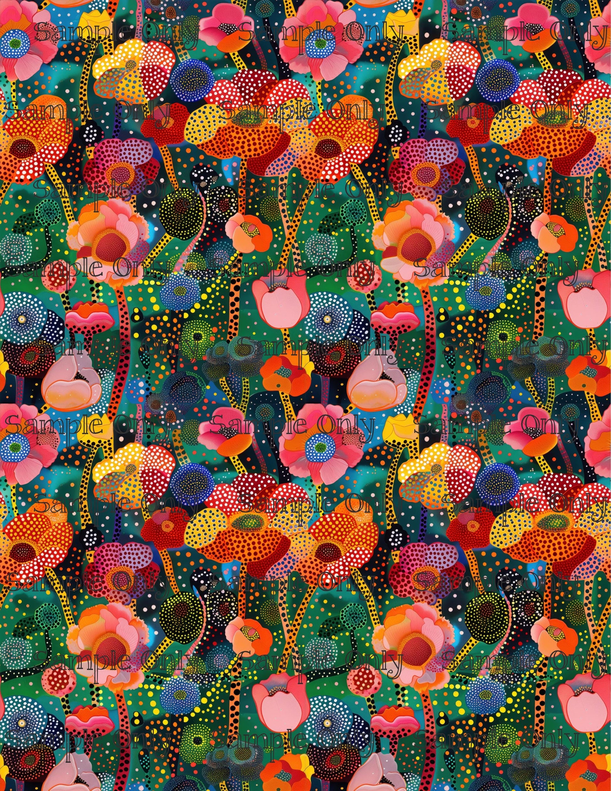 Dotty Floral Pattern Set 4 Pattern Image Transfer Sheet For Polymer Clay