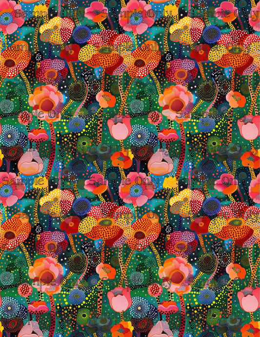 Dotty Floral Pattern Set 4 Pattern Image Transfer Sheet For Polymer Clay