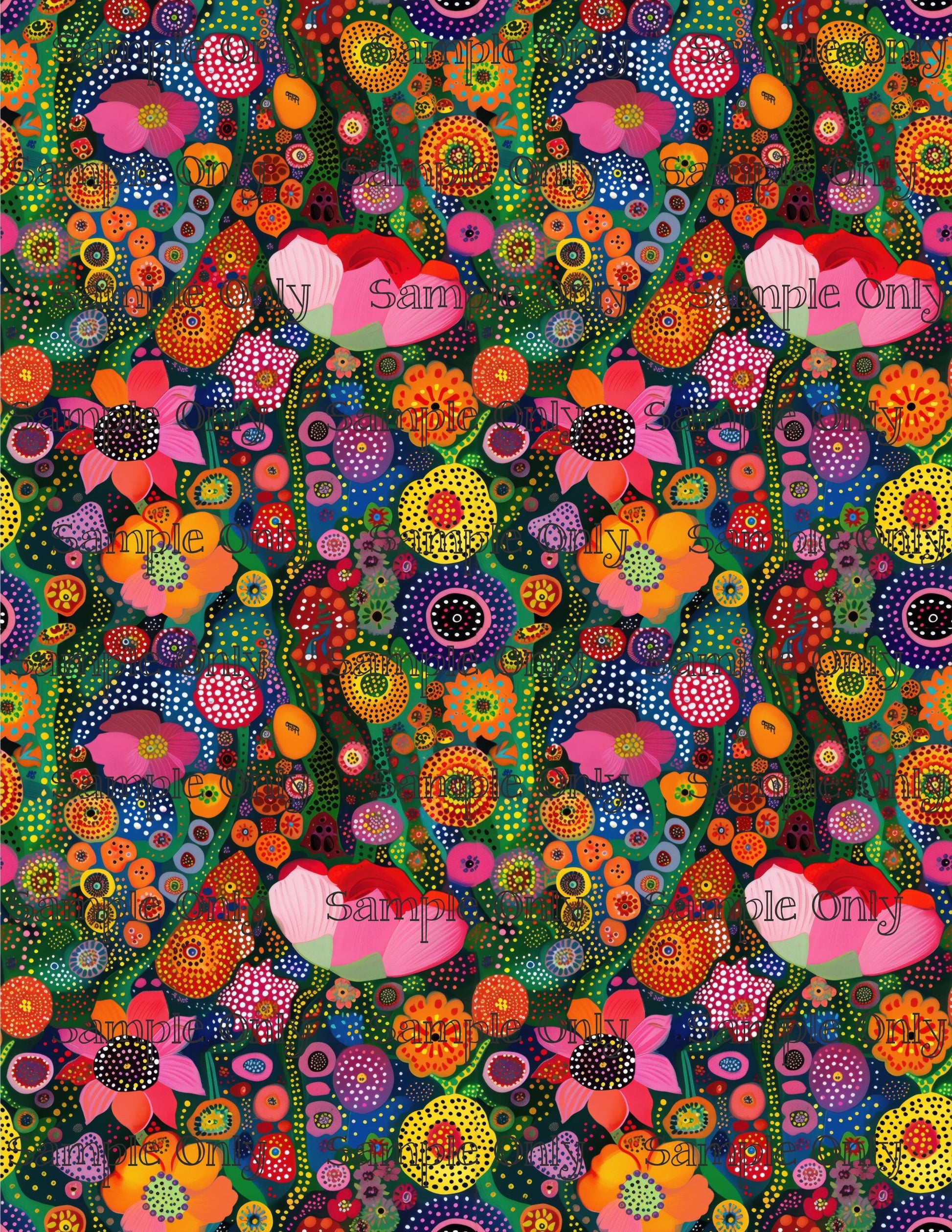 Dotty Floral Pattern Set 5 Pattern Image Transfer Sheet For Polymer Clay
