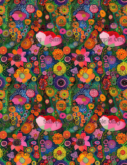 Dotty Floral Pattern Set 5 Pattern Image Transfer Sheet For Polymer Clay