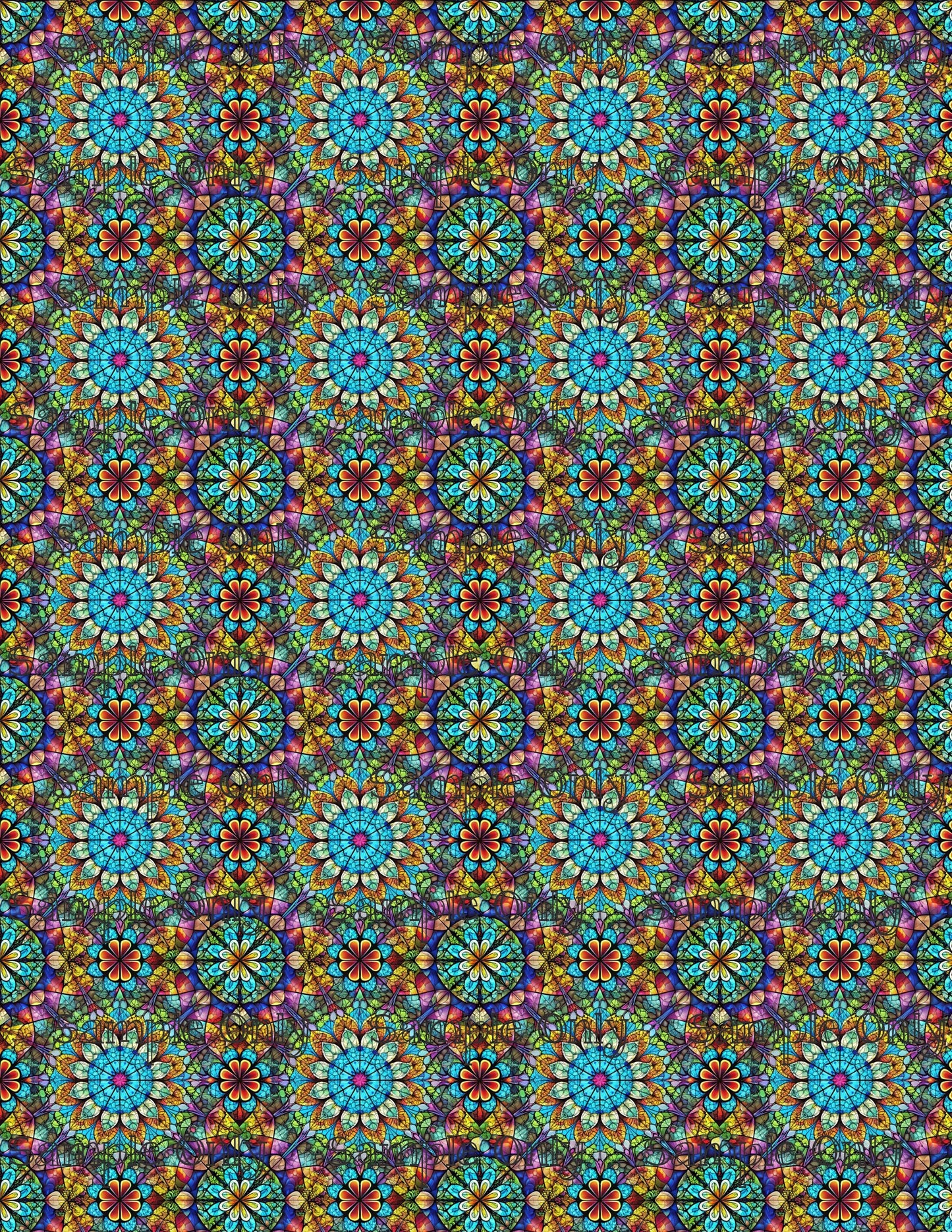 Colorful Stained Glass Window Pattern Set 1 Pattern Image Transfer Sheet For Polymer Clay