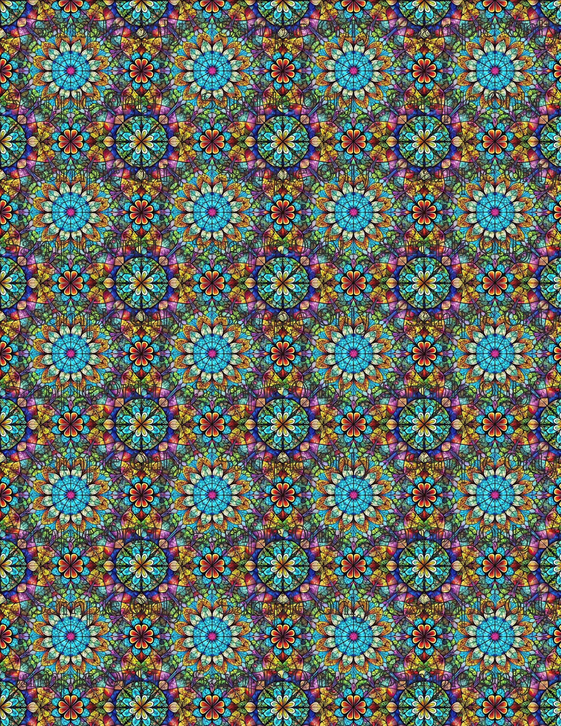 Colorful Stained Glass Window Pattern Set 1 Pattern Image Transfer Sheet For Polymer Clay