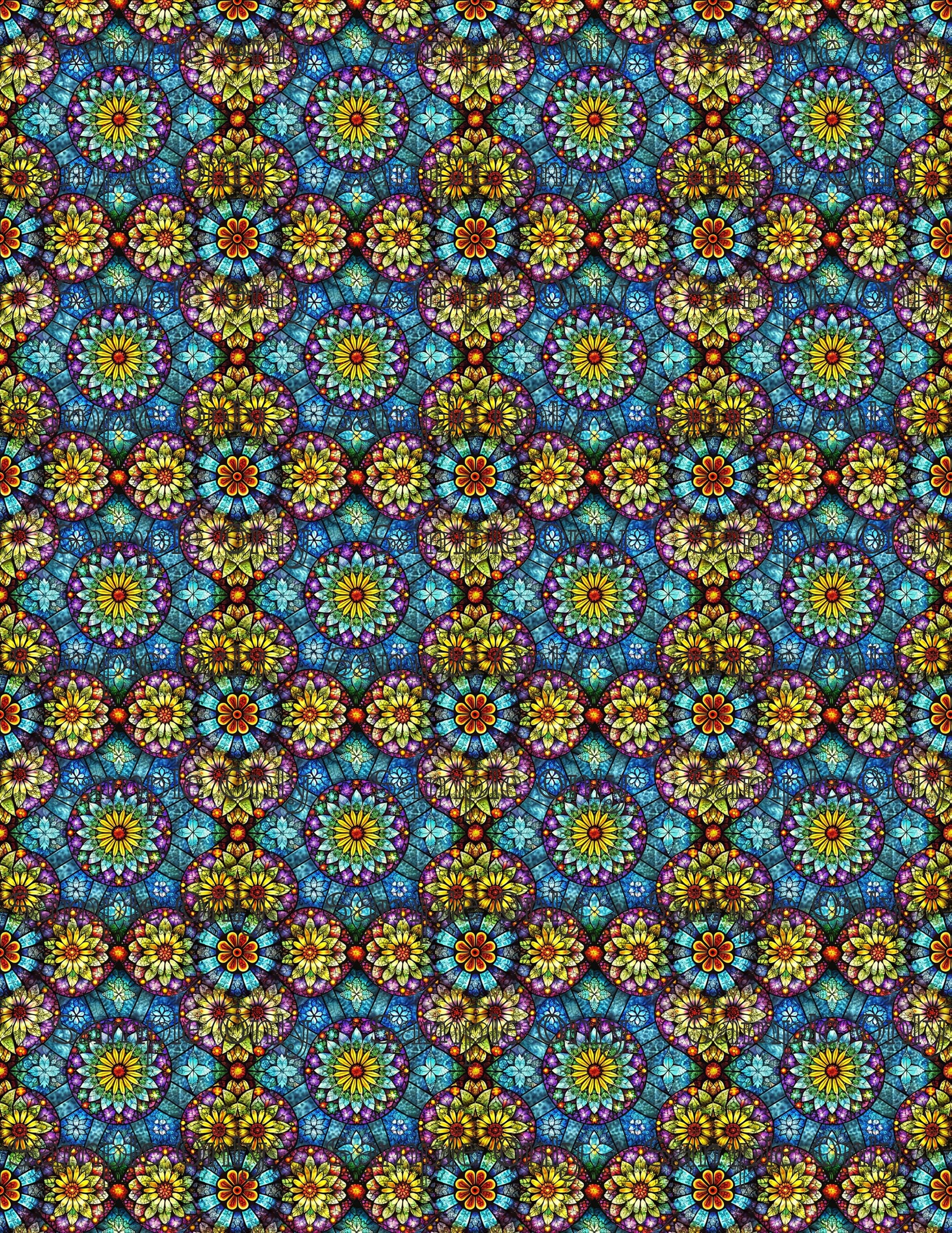 Colorful Stained Glass Window Pattern Set 9 Pattern Image Transfer Sheet For Polymer Clay