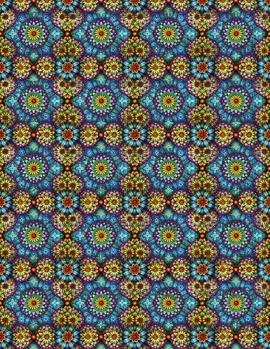 Colorful Stained Glass Window Pattern Set 9 Pattern Image Transfer Sheet For Polymer Clay