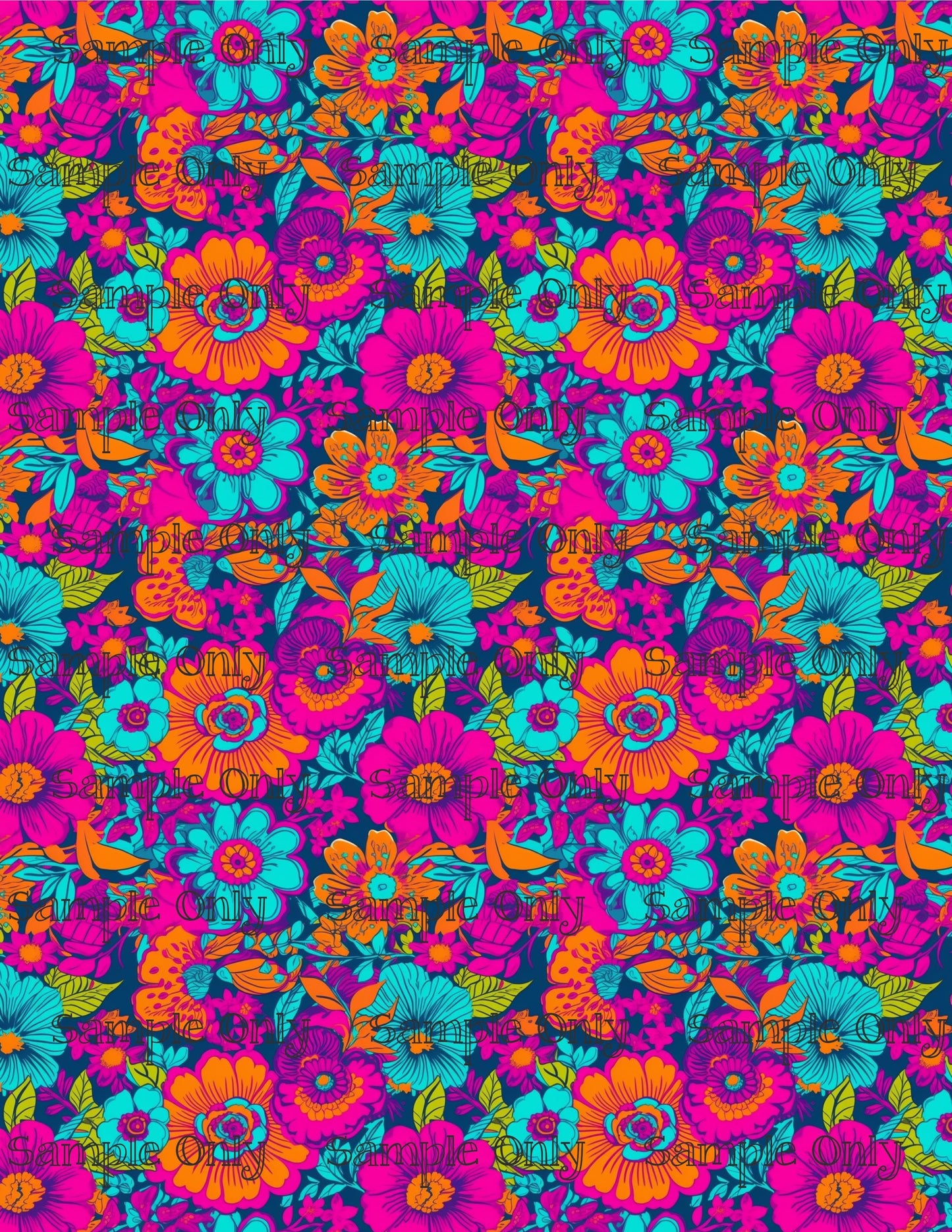 Electric Neon Floral Pattern Set 3 Pattern Image Transfer Sheet For Polymer Clay