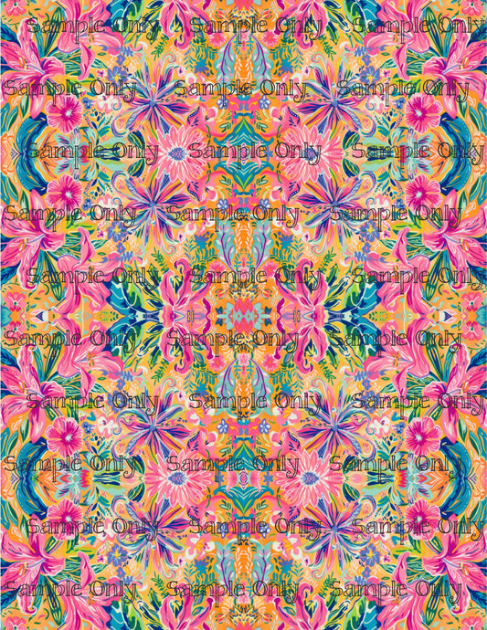 Kaleidescope Floral Set 4 Pattern Image Transfer Sheet For Polymer Clay