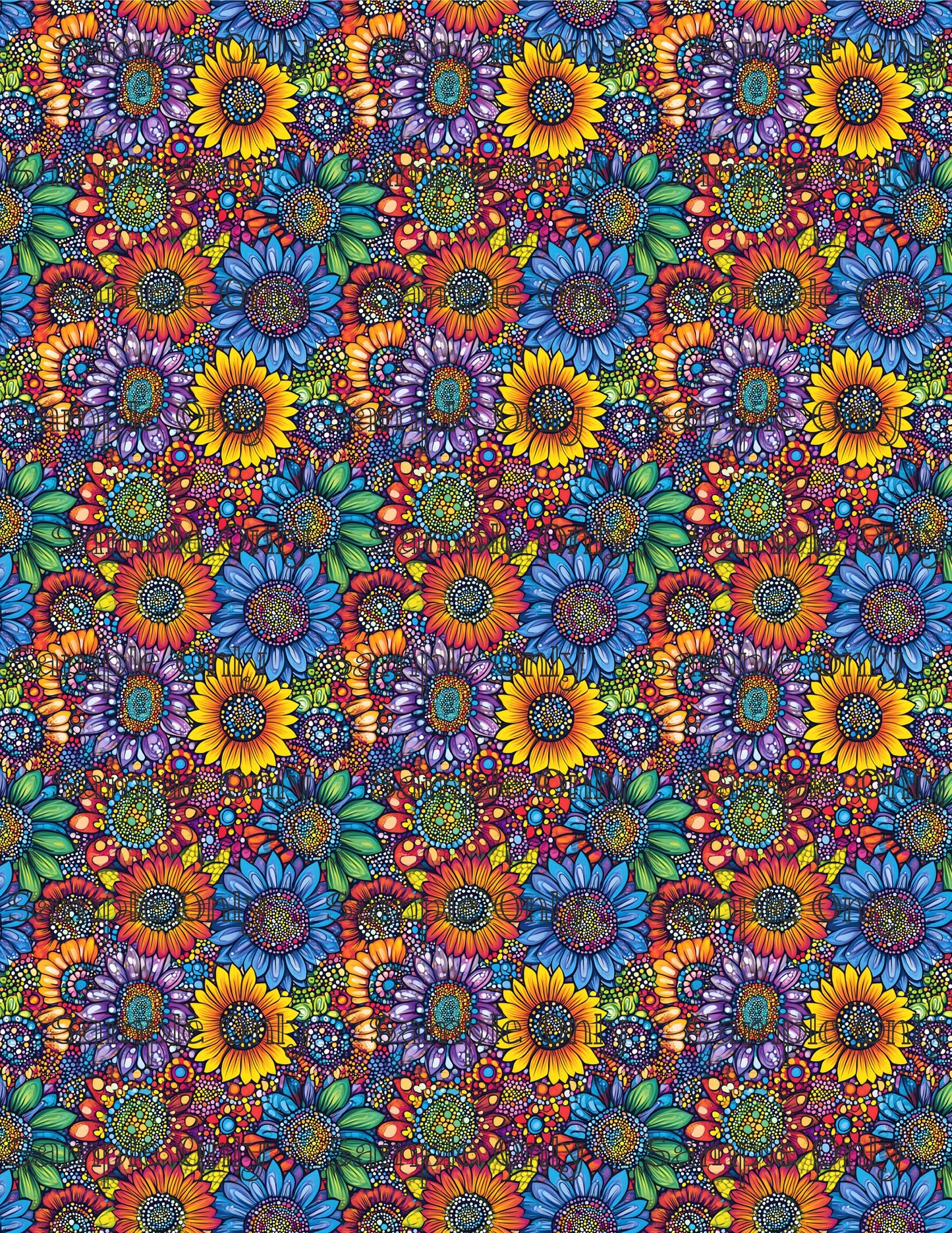 Funky Sunflowers Set 3 Pattern Image Transfer Sheet For Polymer Clay
