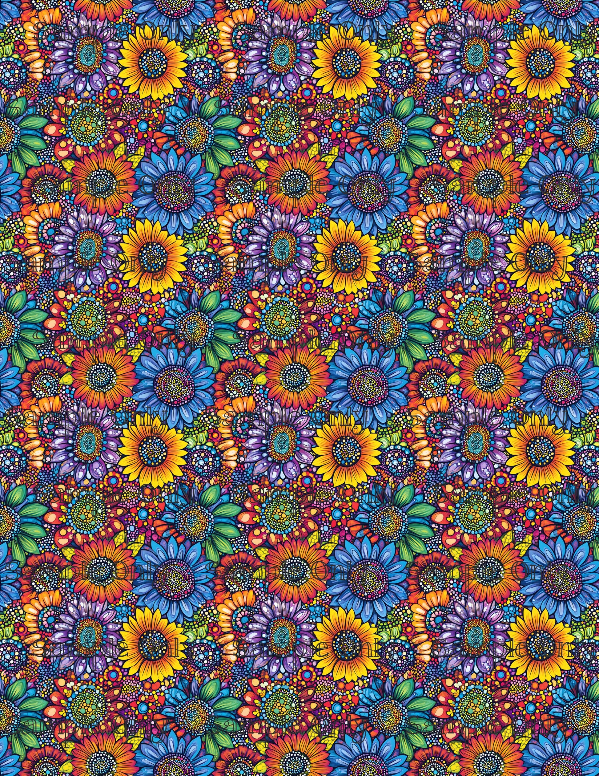 Funky Sunflowers Set 3 Pattern Image Transfer Sheet For Polymer Clay