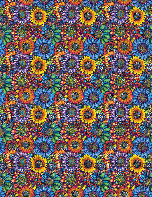 Funky Sunflowers Set 3 Pattern Image Transfer Sheet For Polymer Clay