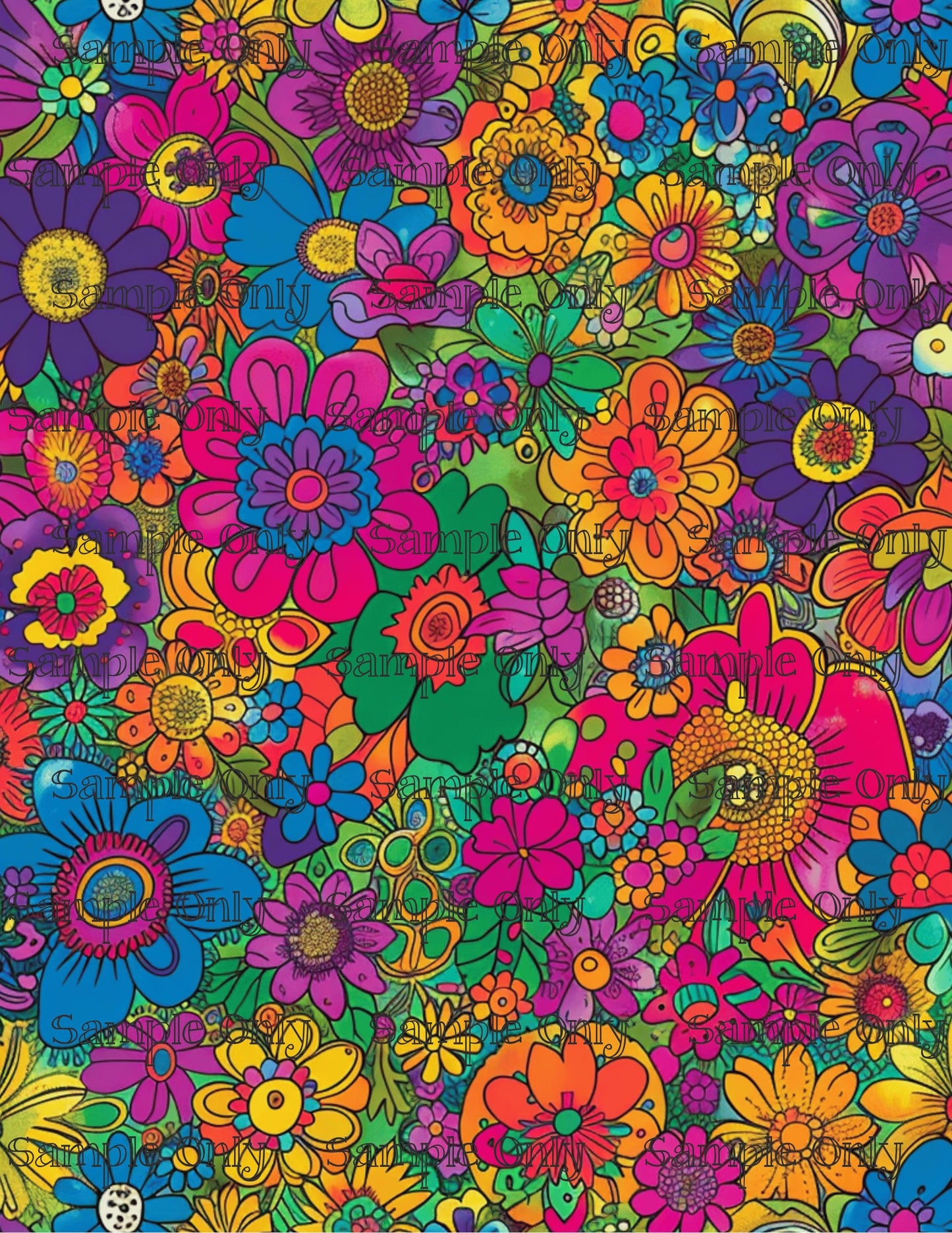 Pop Art Flowers Set 1 Pattern Image Transfer Sheet For Polymer Clay