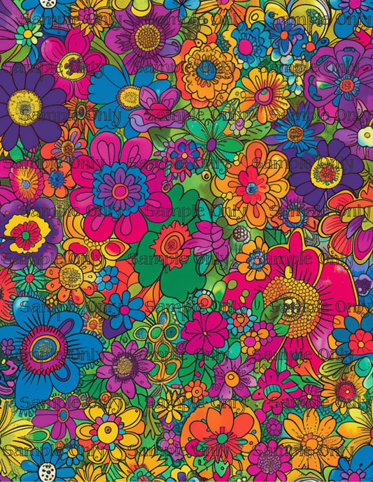 Pop Art Flowers Set 1 Pattern Image Transfer Sheet For Polymer Clay