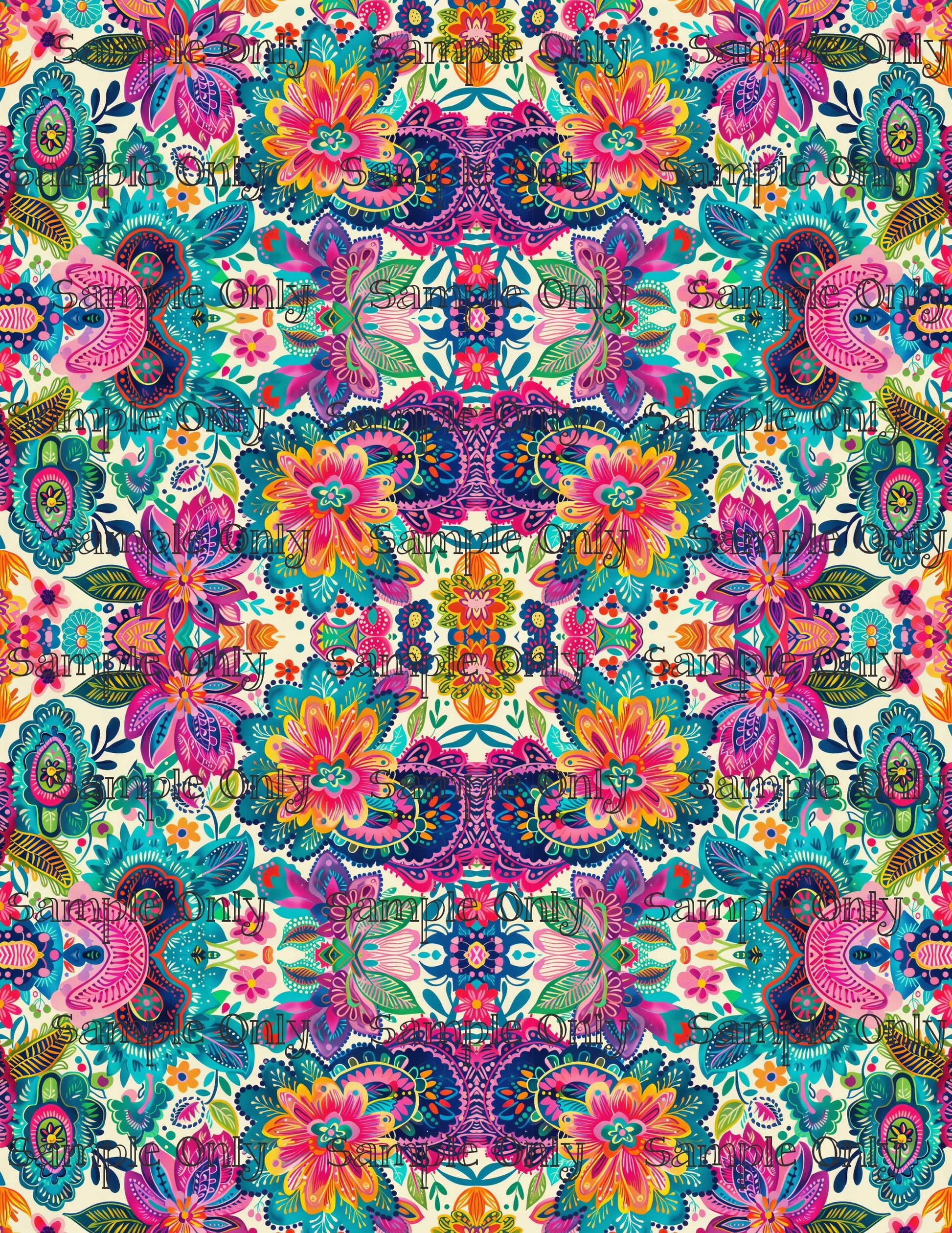 Kaleidescope Floral Set 1 Pattern Image Transfer Sheet For Polymer Clay