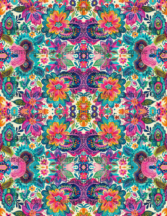 Kaleidescope Floral Set 1 Pattern Image Transfer Sheet For Polymer Clay
