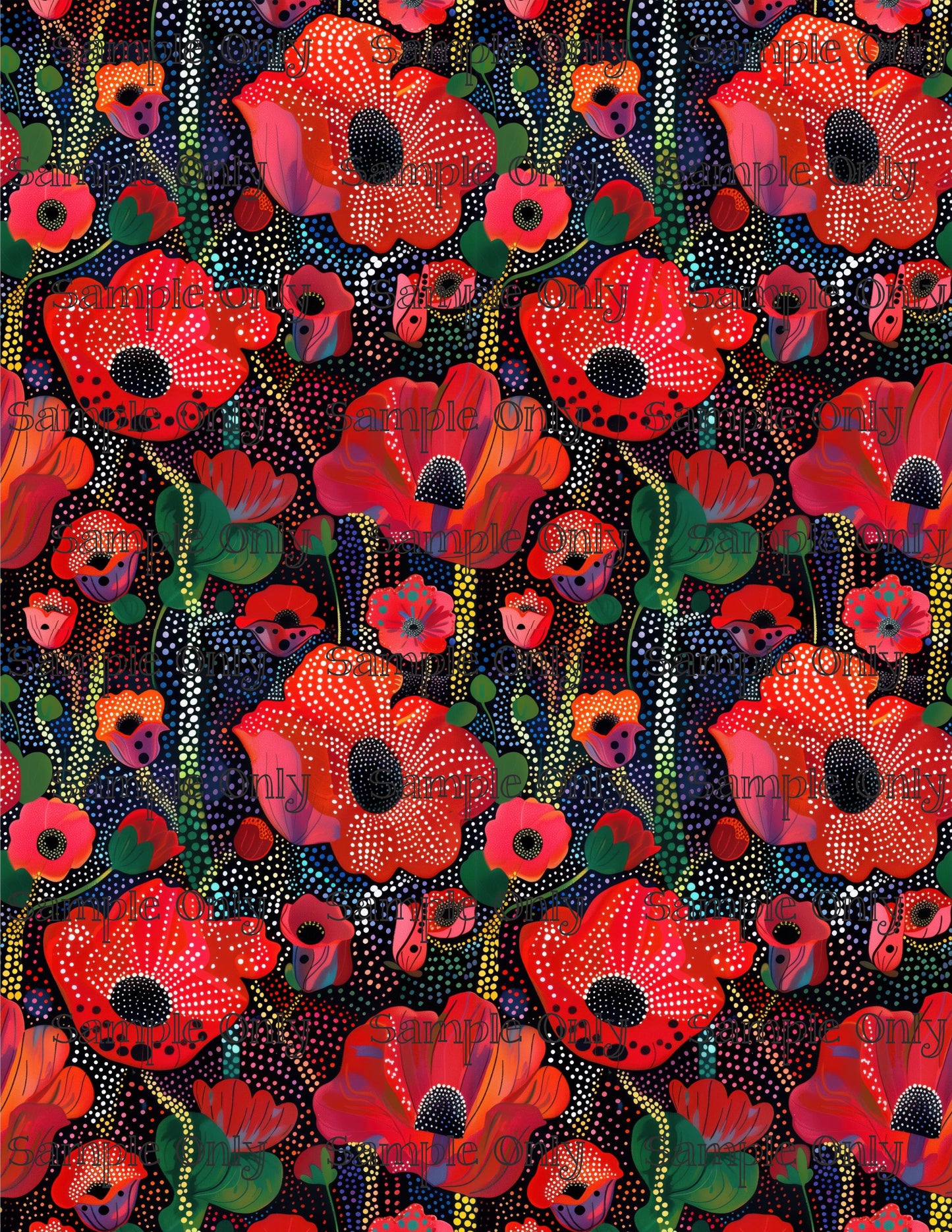 Dotty Floral Pattern Set 2 Pattern Image Transfer Sheet For Polymer Clay
