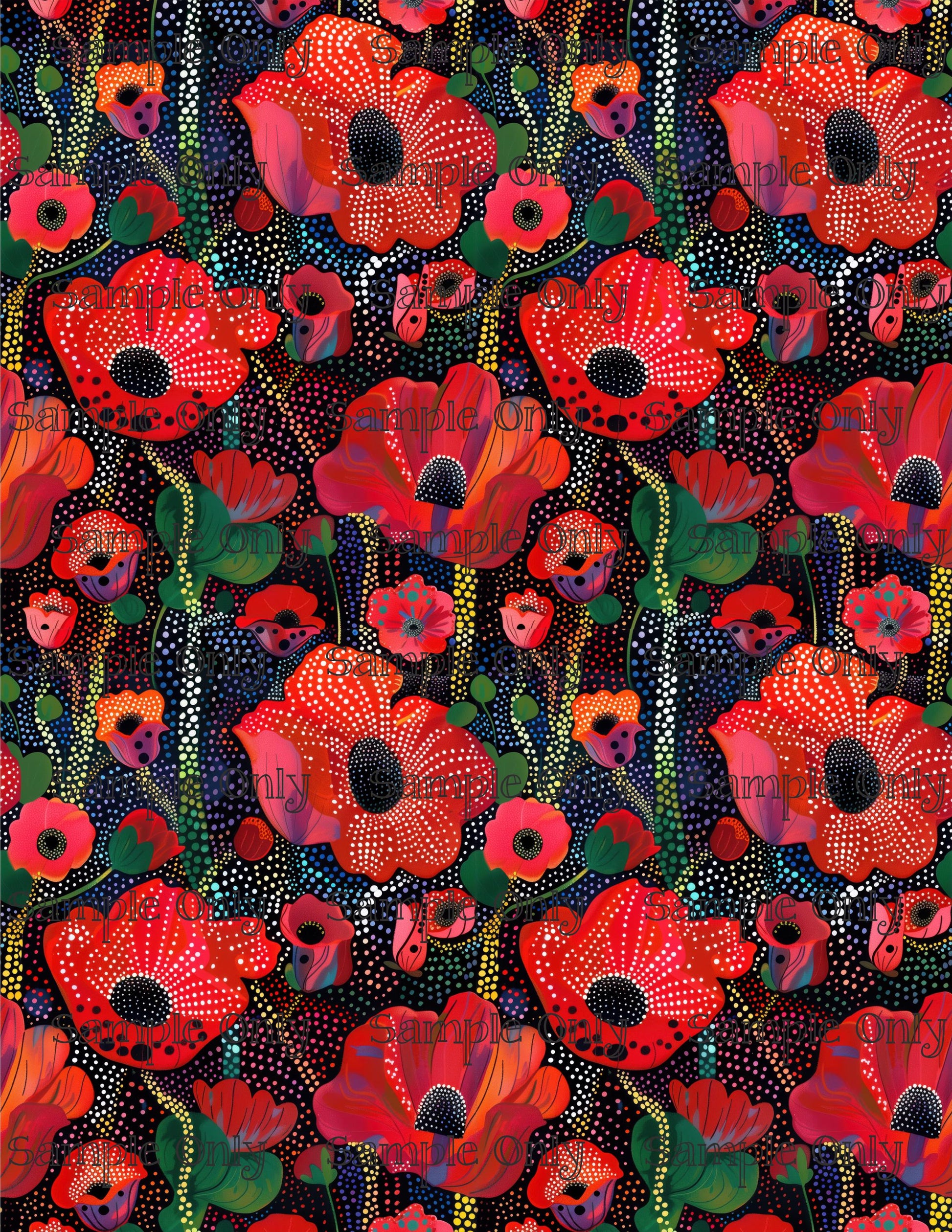 Dotty Floral Pattern Set 2 Pattern Image Transfer Sheet For Polymer Clay