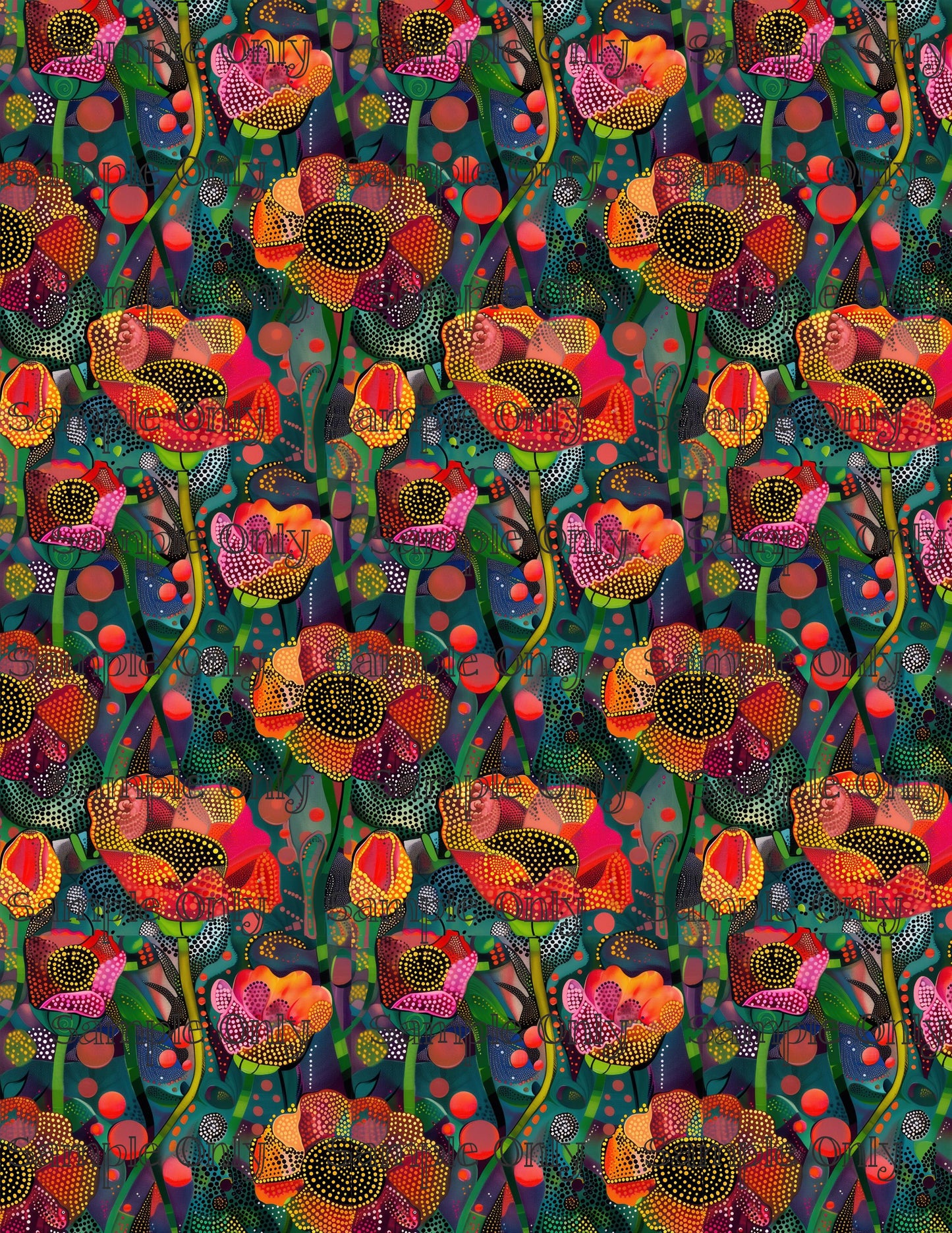 Dotty Floral Pattern Set 3 Pattern Image Transfer Sheet For Polymer Clay