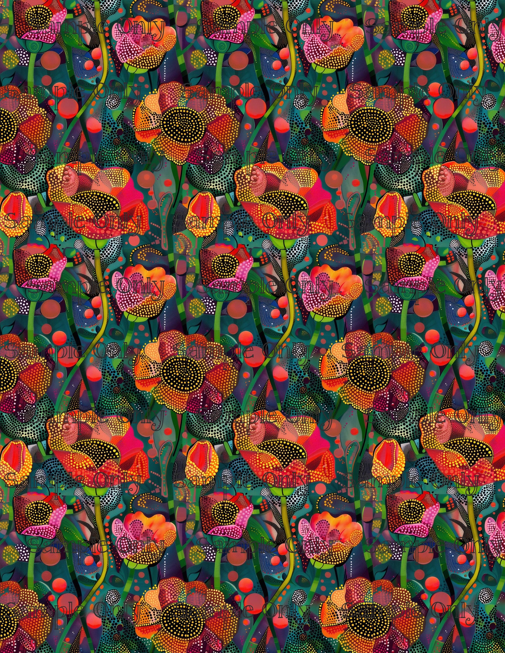 Dotty Floral Pattern Set 3 Pattern Image Transfer Sheet For Polymer Clay
