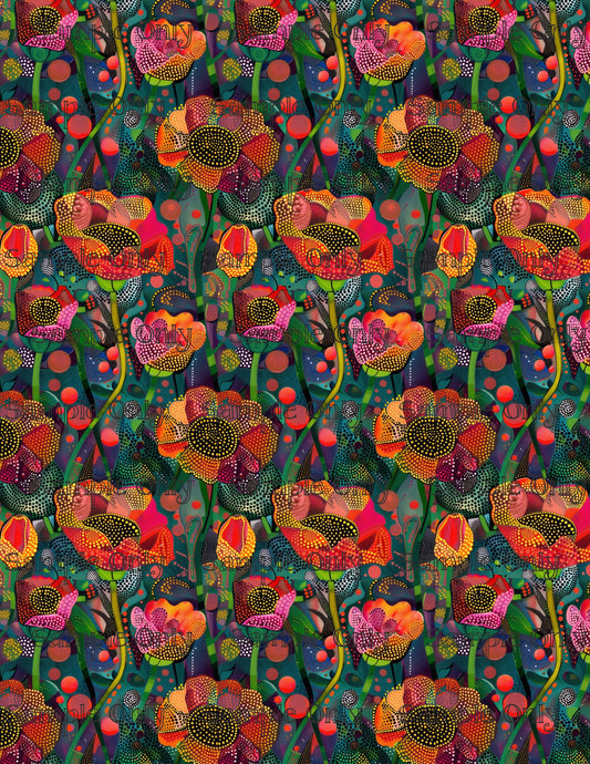 Dotty Floral Pattern Set 3 Pattern Image Transfer Sheet For Polymer Clay