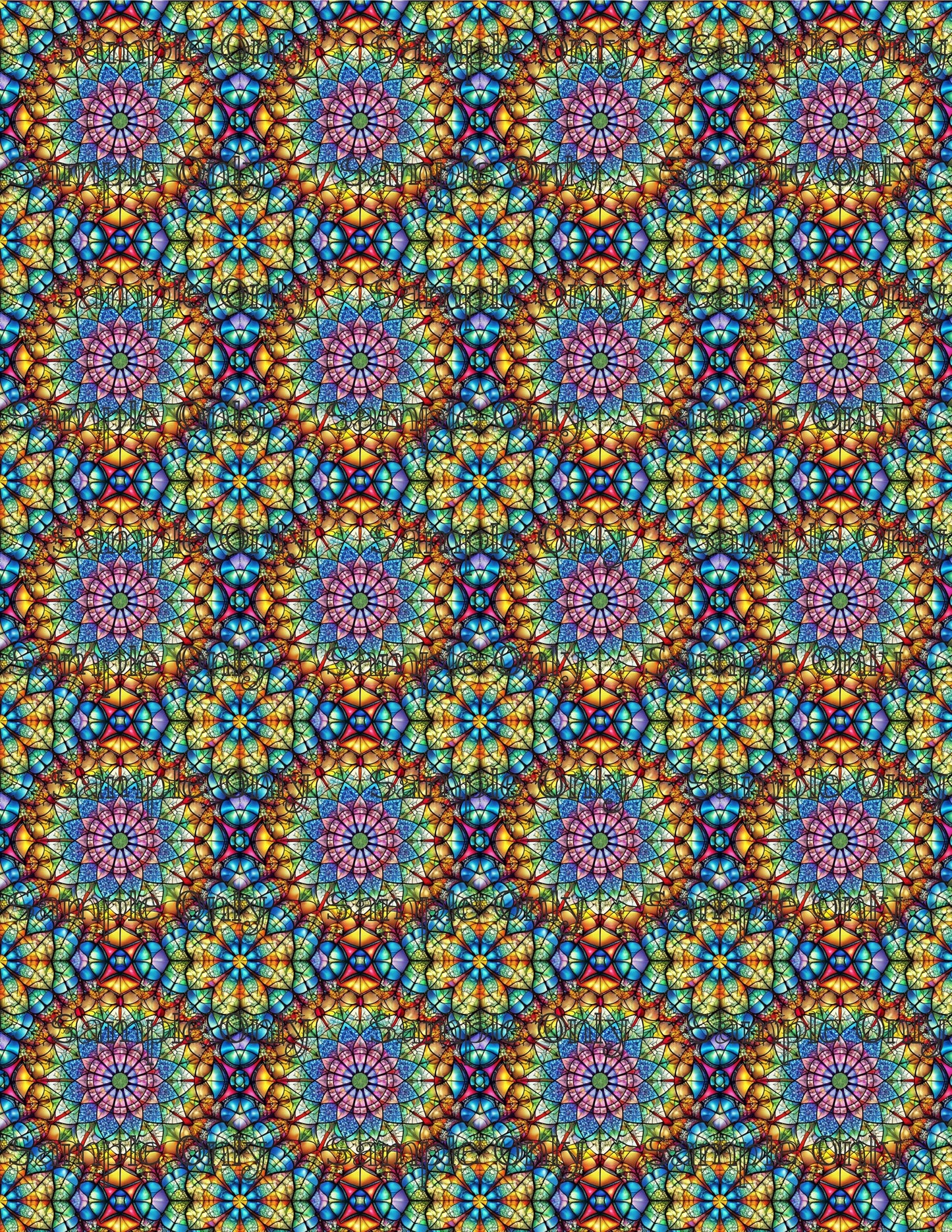 Colorful Stained Glass Window Pattern Set 2 Pattern Image Transfer Sheet For Polymer Clay