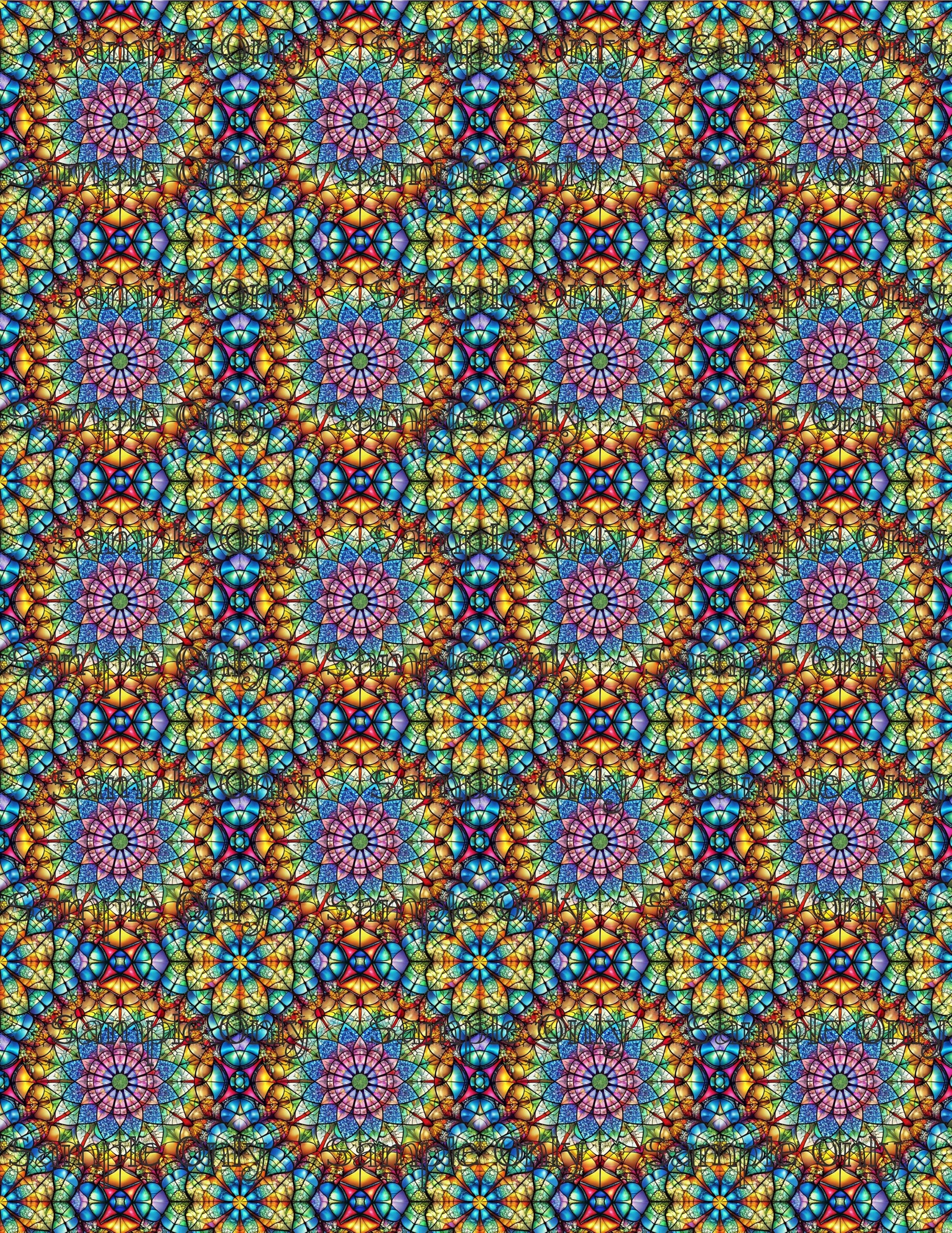 Colorful Stained Glass Window Pattern Set 2 Pattern Image Transfer Sheet For Polymer Clay