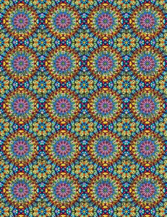 Colorful Stained Glass Window Pattern Set 2 Pattern Image Transfer Sheet For Polymer Clay