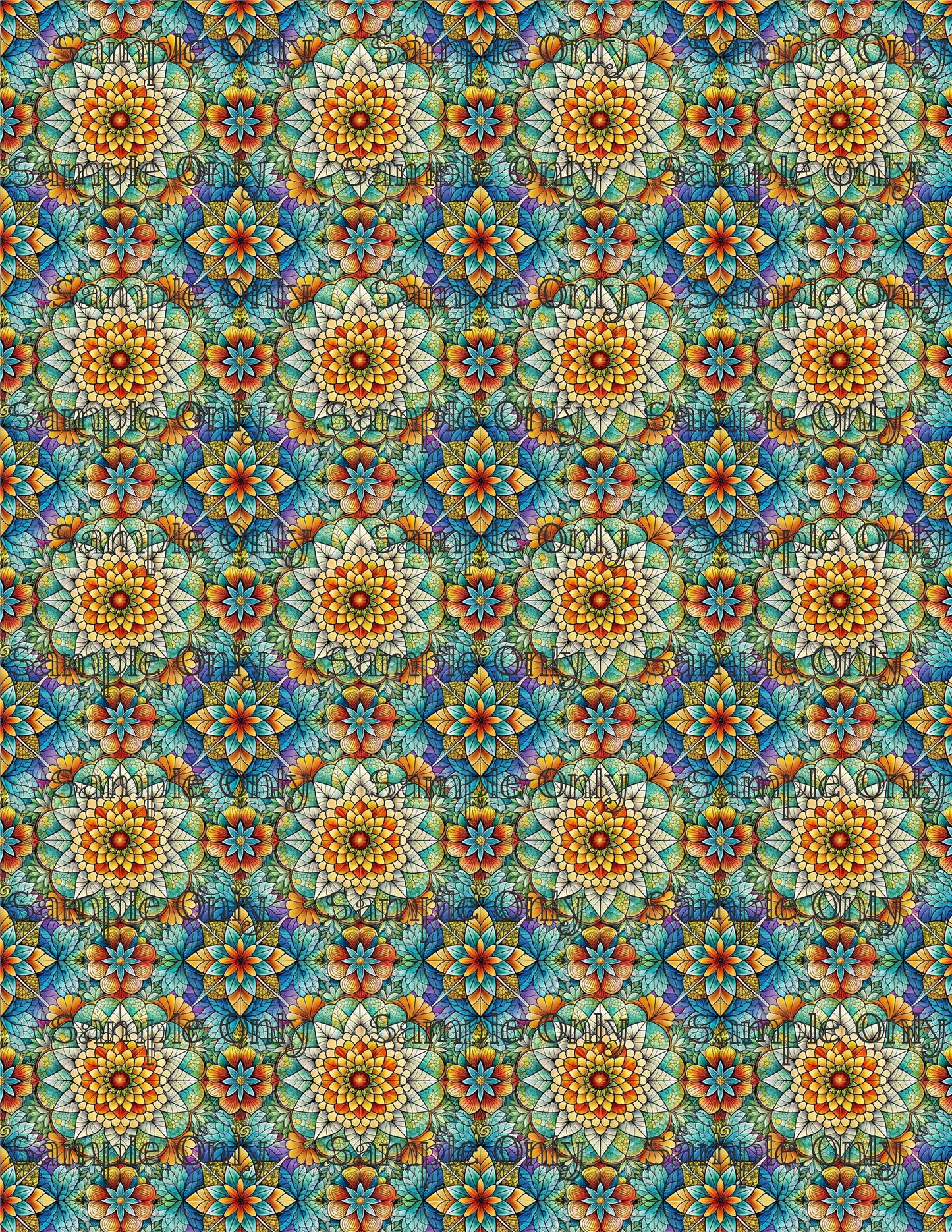 Colorful Stained Glass Window Pattern Set 3 Pattern Image Transfer Sheet For Polymer Clay