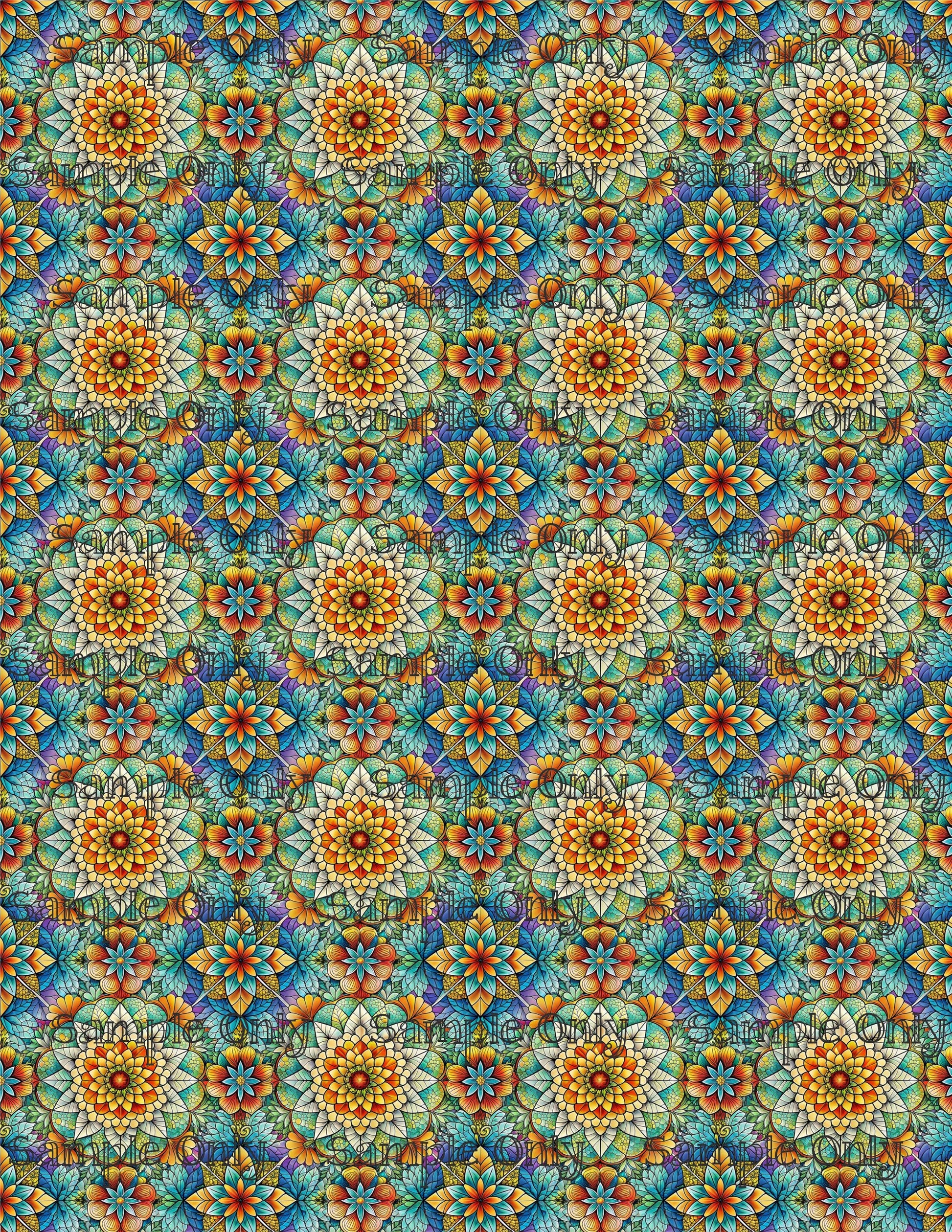 Colorful Stained Glass Window Pattern Set 3 Pattern Image Transfer Sheet For Polymer Clay